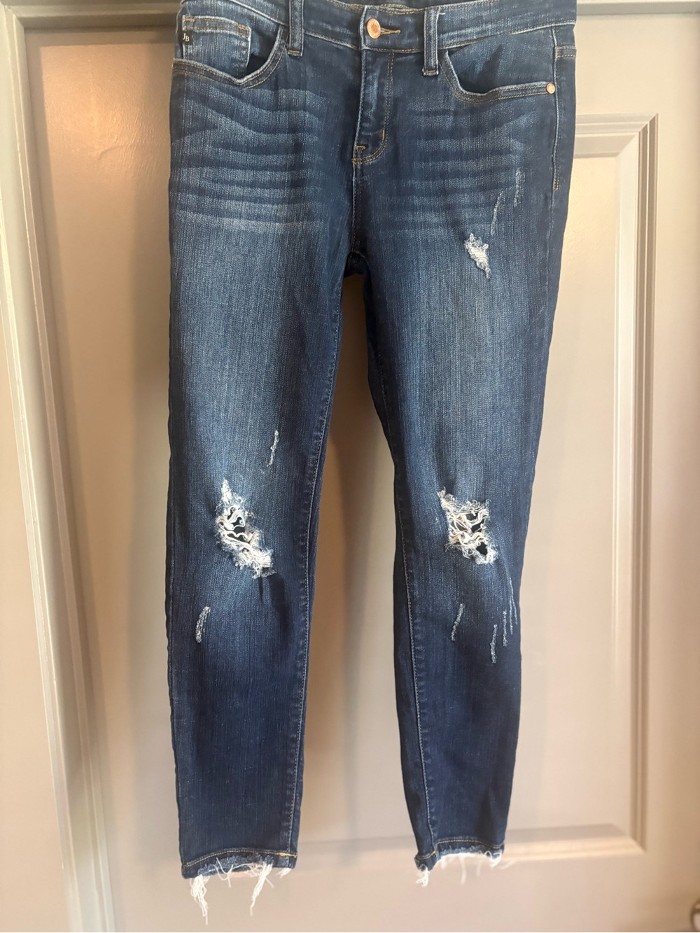 Judy Blue Distressed Dark Blue Ankle Jeans
